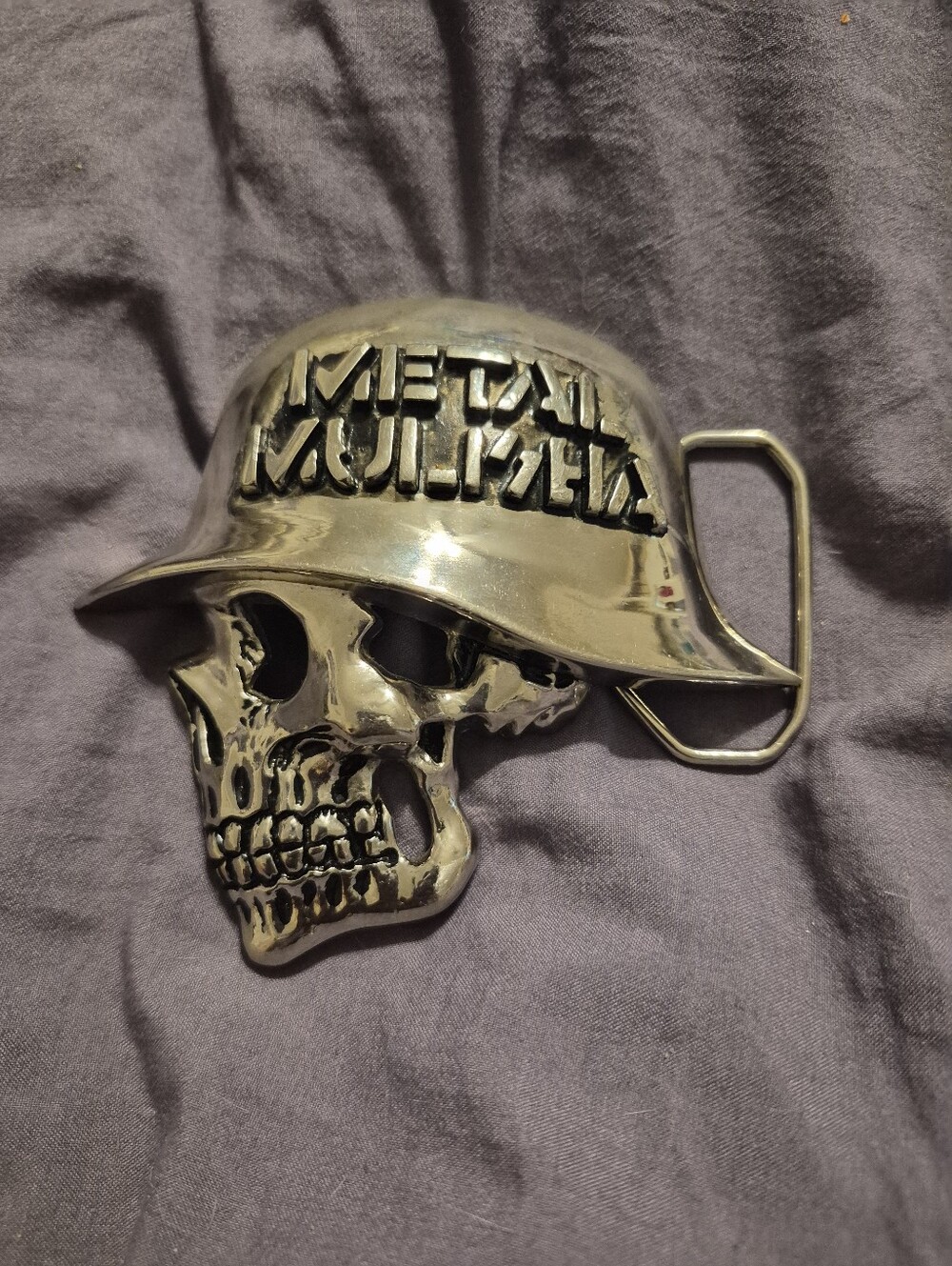 Metal Mulisha Silver Skull Helmet Belt Buckle